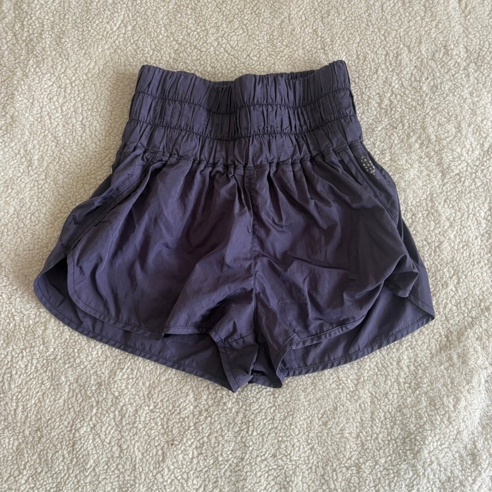 FP Movement The Way Home High Rise Smocked Running Shorts Dark Purple M